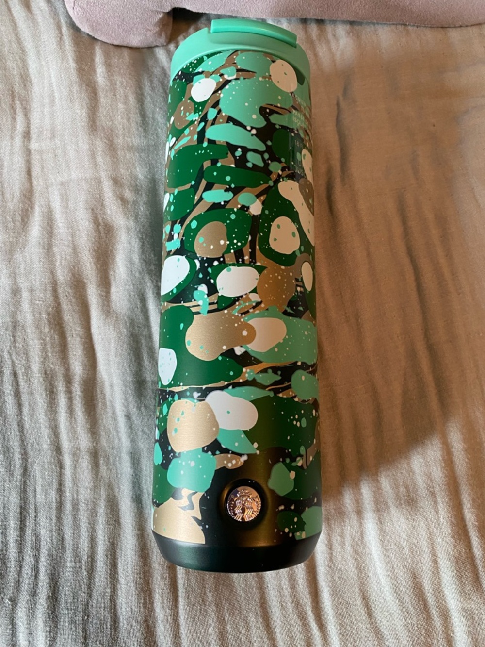 Starbucks Green Patterned Stainless Steel Travel Tumbler